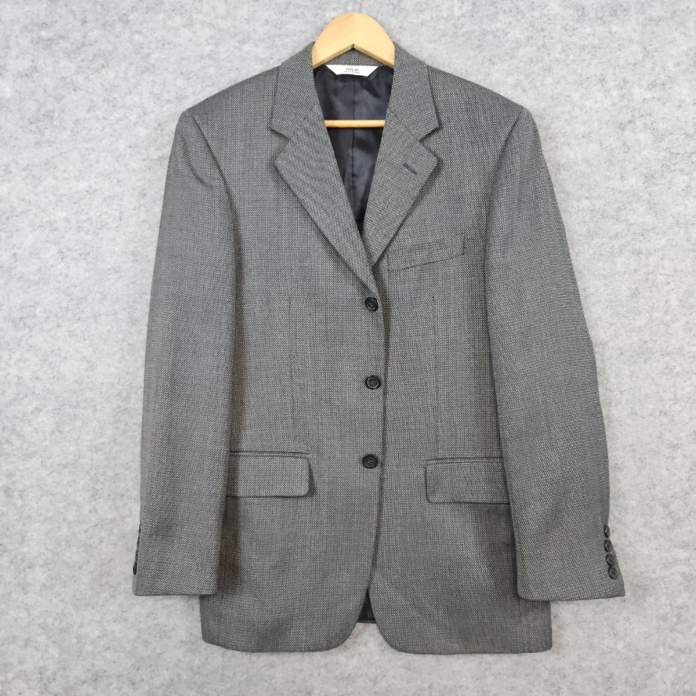 Versini Men's Blazer Gray Nailhead Size 36R (ACTUAL 38R) Polyester/Wool Preppy
